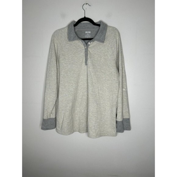 Duluth Trading Co Shirt Womens tan/grey Long Sleeve Outdoors Polo Size 2XL - Picture 1 of 6